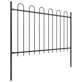 Berkfield Home Garden Fence with Hoop Top Steel 10.2x1.2 m Black