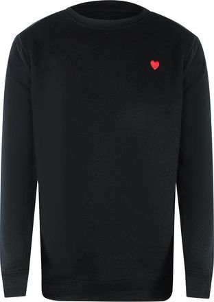 Moschino Mens Love Small Heart Logo Black Sweatshirt Cotton - Size X-Large