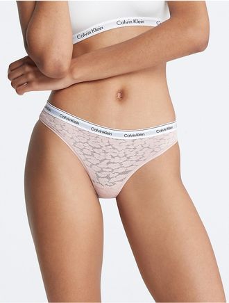 Calvin Klein Womens Modern Logo Lace Bikini - Pink - XS
