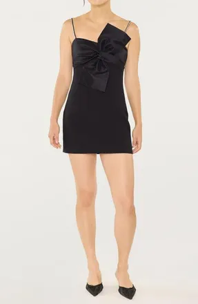 LIKELY Liora Rhinestone & Bow Detail Cocktail Minidress in Black at Nordstrom, Size 14