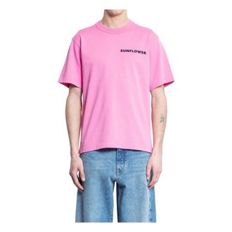 Sunflower Tops, Heren, Roze, L, Katoen, Logo Print Katoenen Jersey T-shirt