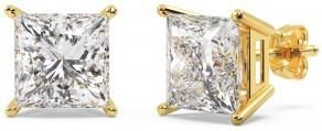 Allurez 0.50ct. Princess Lab Diamond Stud Earrings 18kt Yellow Gold (F-G, VS1)