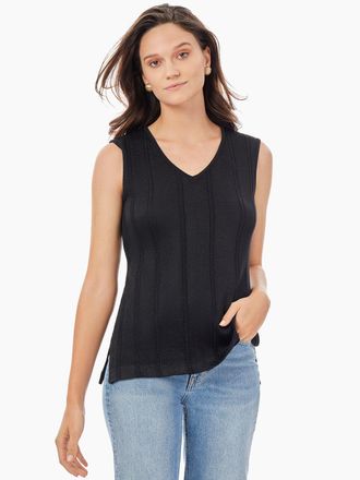 Misook Cable Stripe V-Neck Knit Tank