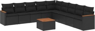 vidaXL Vidaxl - Set De Sof&aacute;s De Jard&iacute;n 10 Pzas Cojines Rat&aacute;n Sint&eacute;tico Negro