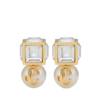 Jimmy Choo London JC Cube Pearl Studded Earrings