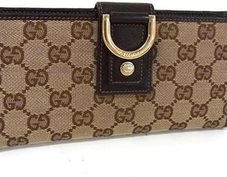 Gucci Brown Brown Gg Gg Canvas Leather Long Wallet (Bi-Fold) (Pre-Owned)