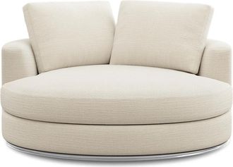 Castlery Hamilton Swivel Armchair 51.2 Customized, (Washed Chenille) Cream, Machine Washable, 360-&deg; Swivel for Men