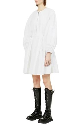 Alexander McQueen Puff-Sleeve Cotton-Poplin Mini Dress Size M