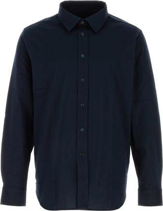 Brioni T-shirt met ronde hals - Heren - Casual Overhemden - Blauw - XL - Katoen - Overhemden