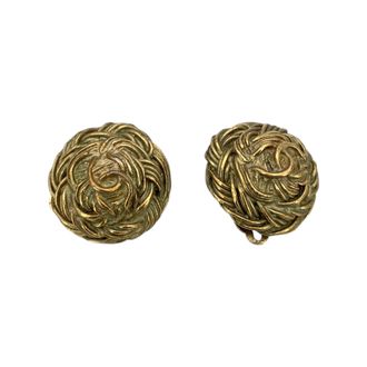 Chanel Vintage Metalen Oorbellen CC