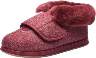 Generic Womens Diabetic Slippers Extra Wide Fit Fleece Lined Warm Soft House Shoes Comfort for Indoor Outdoor Faux Fur Collar (rosy, L, Adult, Women, 5.5, Num