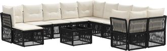 vidaXL Conjunto De Sof&aacute;s De Jard&iacute;n 12 Uds. Negro Rat&aacute;n Sint&eacute;tico Vidaxl