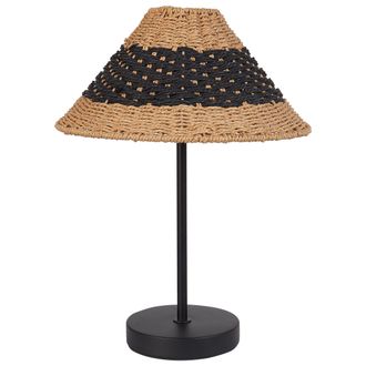 Beliani Beliani - L&aacute;mpara De Mesa De Noche Con Pantalla De Cuerda De Papel Estilo Boho En Color Beige Y Negro Momba