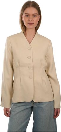 Moss Copenhagen Jassen, Dames, Beige, XL, Leer, Jassen