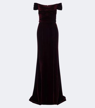 Costarellos Vestido bustier de fiesta de velour