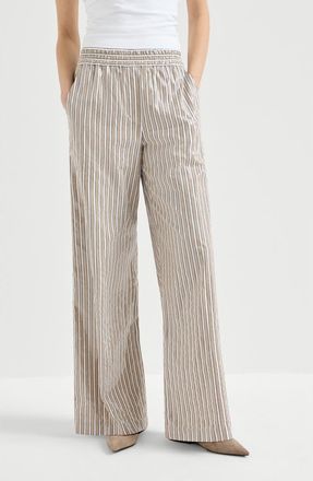 Brunello Cucinelli Dazzling stripes pyjama-style trousers in Beige at Nordstrom, Size 46 It