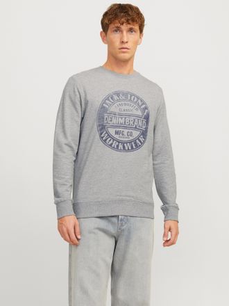 Jack & Jones Sweatshirt JACK & JONES JJJEANS SWEAT O-NECK, Herren, Gr. XS, grau (light grau melange), angeraute Sweatware, Obermaterial: 90% Baumwolle, 10% Viskose