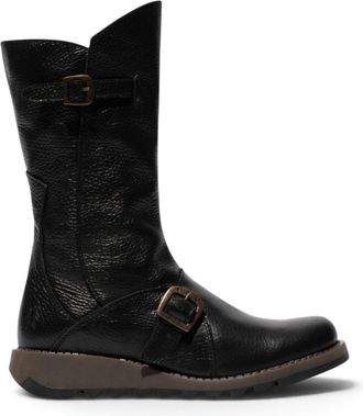 FLY London Fly London Womens Black Leather Mid-Calf Long Boots - MES2913