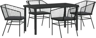 vidaXL Garden Dining Set 5 pcs Black Poly Rattan Vidaxl