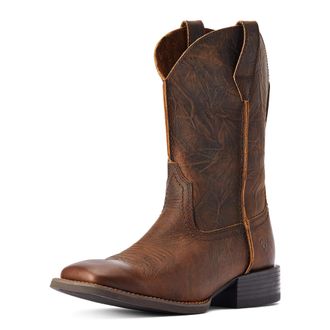 Ariat Mens Sport Rambler Wide Square Toe Western Boots in Bartop Brown, D Medium Width, Size 10.5, by Ariat