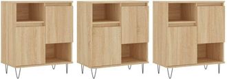 vidaXL Sideboards 3 pcs Sonoma Oak Engineered Wood Vidaxl