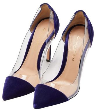 Gianvito Rossi Purple Velvet Plexi 105 Size 37