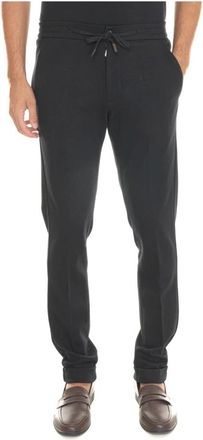 Marco Pescarolo Broeken, Heren, Zwart, 3Xl, Wol, Joggerbroek van wolmix met manchetten