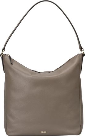 BOSS Alyce Leather Hobo Bag in Medium Brown at Nordstrom