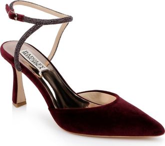 Badgley Mischka Collection Kamilah Ankle Strap Pump in Wine Velvet at Nordstrom Rack, Size 5