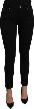 Dolce & Gabbana Black Mid Waist Slim Denim Cotton Stretch Jeans voor dames