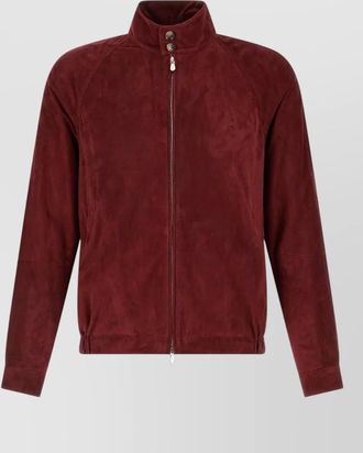 Brunello Cucinelli suede jacket high collar elasticated hem
