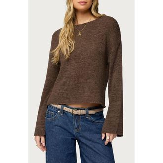 Edikted Relaxed Lightweight Sweater in Brown at Nordstrom, Size X-Small