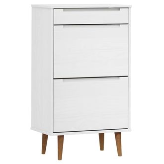 vidaXL Vidaxl - Zapatero Molde Madera Maciza De Pino Blanco 59,5x35x103 Cm