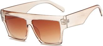 Generic Trendy Square Large Frame Men And Women Commuting Sunglasses Outdoor Sports Vacation Sun Glasses(Orange)