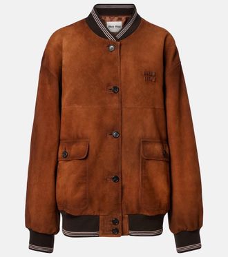 Miu Miu Giacca blouson in suede con logo