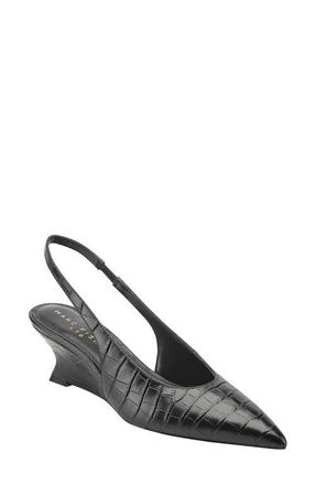 Marc Fisher Taten Slingback Pointed Toe Wedge Pump in Black 002 at Nordstrom, Size 5.5