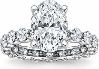 Pompeii3 6Ct TW Diamond Engagement Eternity Oval Cut Ring 14k White Gold Lab Grown