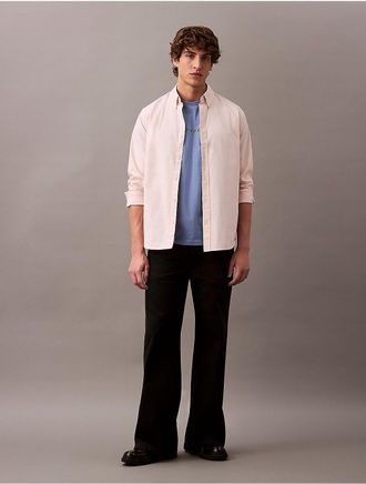 Calvin Klein Mens Solid Oxford Classic Button-Down Shirt - Orange - 2XL