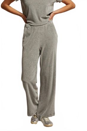 perfectwhitetee Womens Holly Velour Wide Leg Sweatpant In Heather Grey