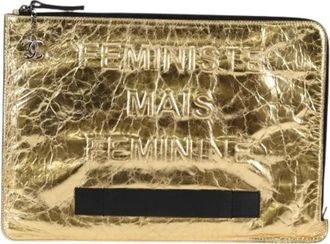 Chanel Pre-owned Clutches, female, Yellow, Size: ONE SIZE Pre-owned Feminine pouch