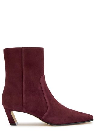 Stuart Weitzman Stuart Weitzman Stassi 50 Suede Ankle Boots - Burgundy - 39.5 (IT39.5 / UK6.5)