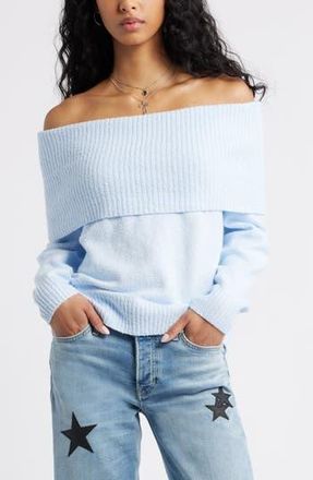 BP. Boucl&eacute; Off the Shoulder Sweater in Blue Bird at Nordstrom Rack, Size Medium