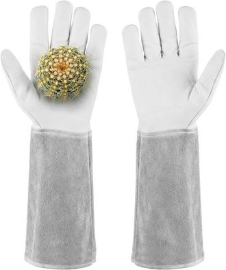 No Brand Guantes De Piel Resistentes A Las Pu&ntilde;aladas, Con Pu&ntilde;os Extendidos Y Forro Reforzado, Adecuados Para Plantar Rosas, Cactus Y Otras Plantas De Jardiner&iacute;