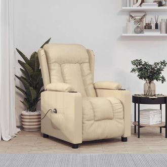 vidaXL Sill&oacute;n Reclinable El&eacute;ctrico De Tela Crema Vidaxl