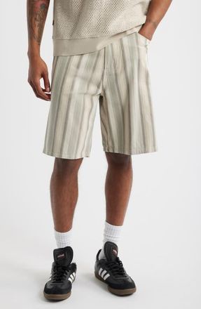 Obey Baja Stripe Baggy Denim Shorts in Dried Sage Multi at Nordstrom, Size 28