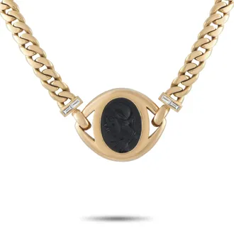 Bulgari Intaglio 18K Yellow Gold Diamond Necklace BV08-060526