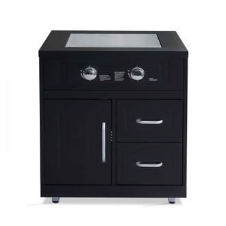 Oviala Mueble cocina de gas de 2 quemadores para cocina exterior