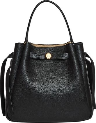 Tory Burch Romy Pebbled Bucket Bag - Dames - Schoudertassen - Zwart - ONE Size - Leer - Tassen