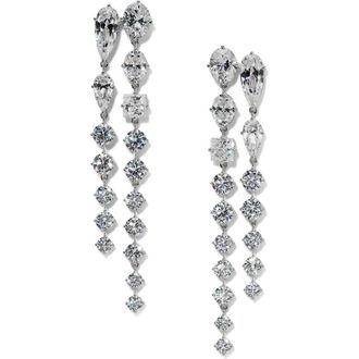 Nadri Lucia Cubic Zirconia Double Linear Drop Earrings in Rhodium at Nordstrom