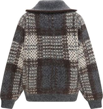 Brunello Cucinelli Checked Mohair Cardigan - Gray